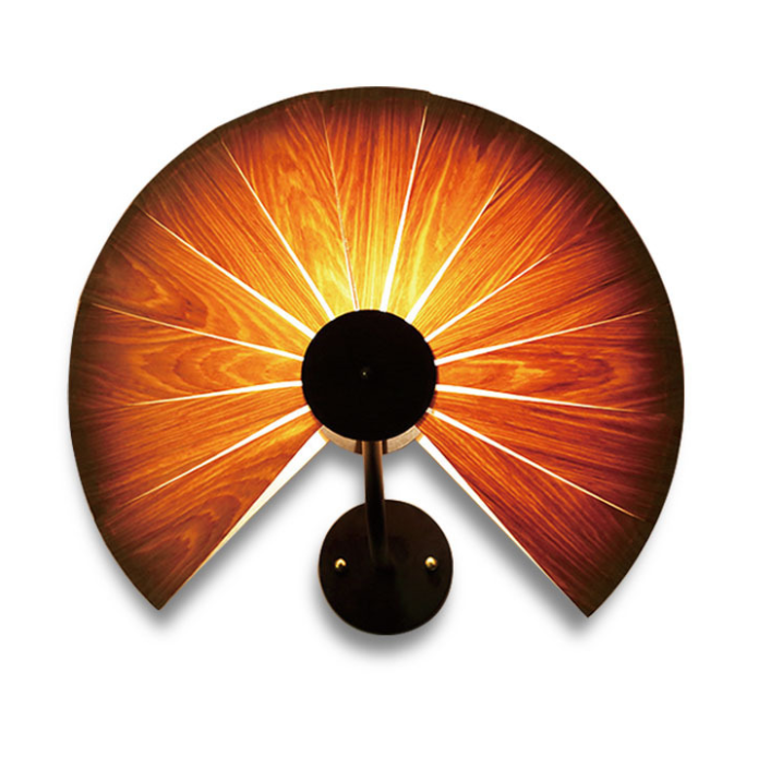 Fan-shaped Wood Grain Wall Lamp - Creative Warm Light Wall Decor Lamp