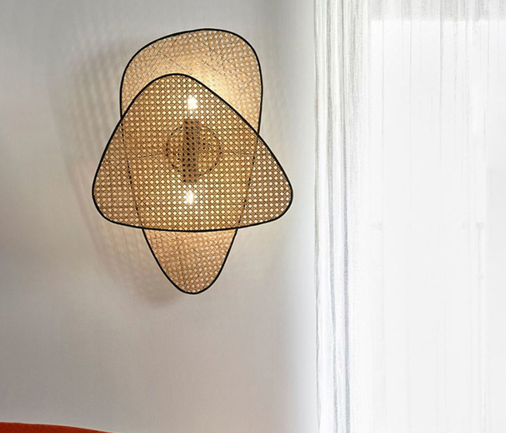 Handcrafted Rattan Wall Sconce - Minimalist Artistic Light