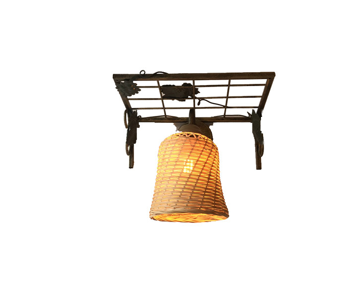 Rustic Woven Rattan Ceiling Light – Industrial Style Hanging Pendant Lamp