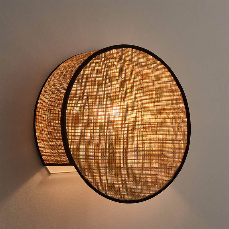 Artisan Handcraft Boho Woven Natural Rattan Bamboo Light Wall Lamp