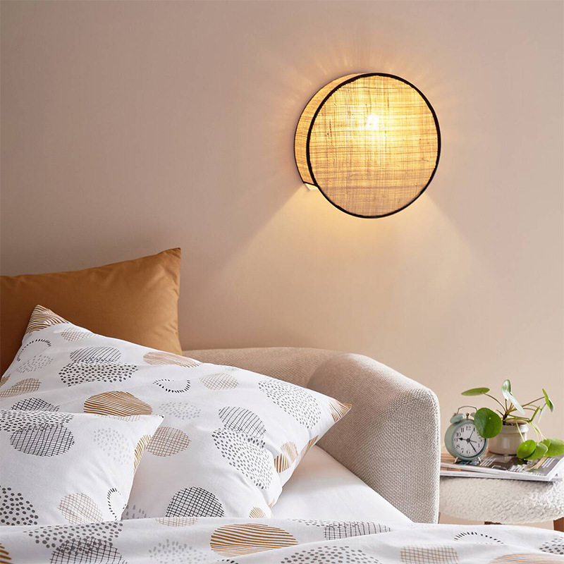 Artisan Handcraft Boho Woven Natural Rattan Bamboo Light Wall Lamp