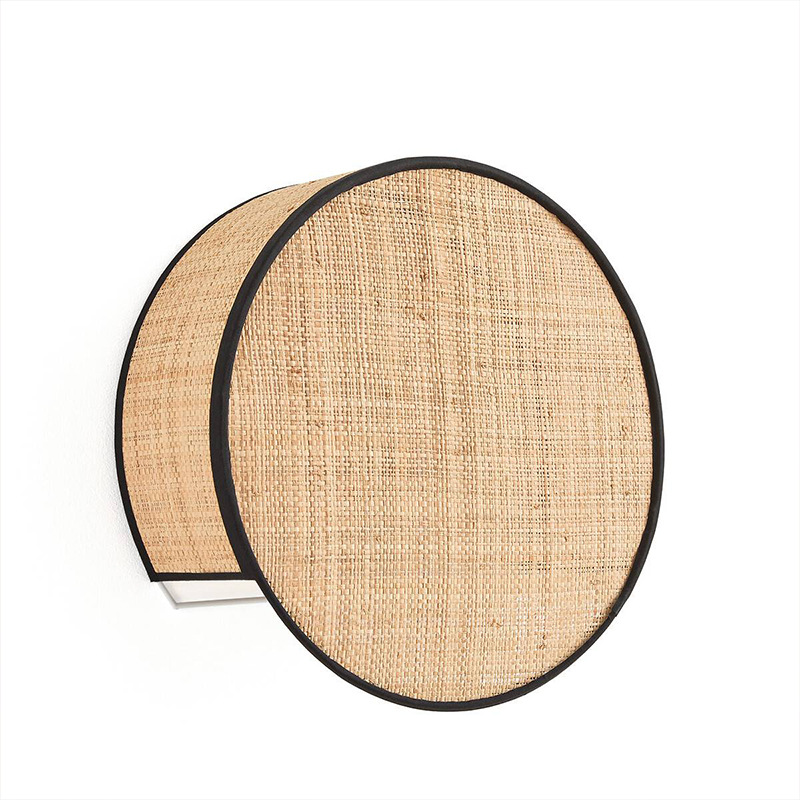 Artisan Handcraft Boho Woven Natural Rattan Bamboo Light Wall Lamp