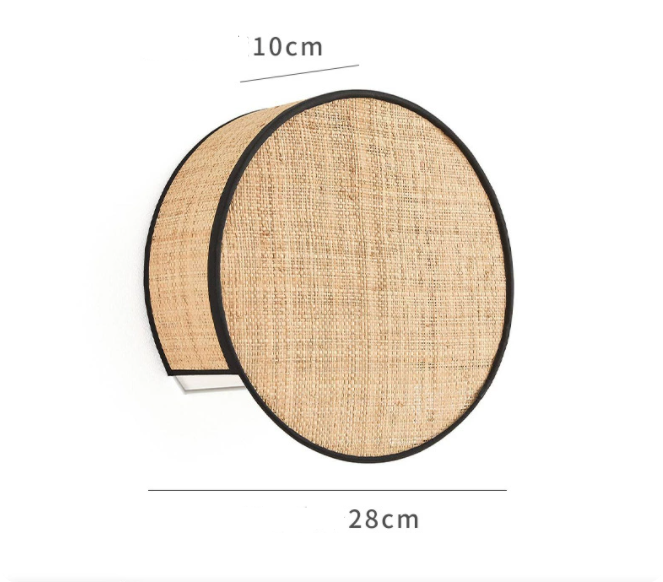 Artisan Handcraft Boho Woven Natural Rattan Bamboo Light Wall Lamp