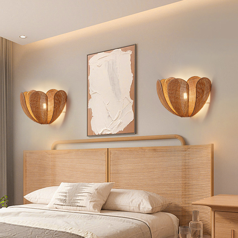 Handmade Rattan Wall Sconce Light – Natural Woven Decorative Lighting Fixture