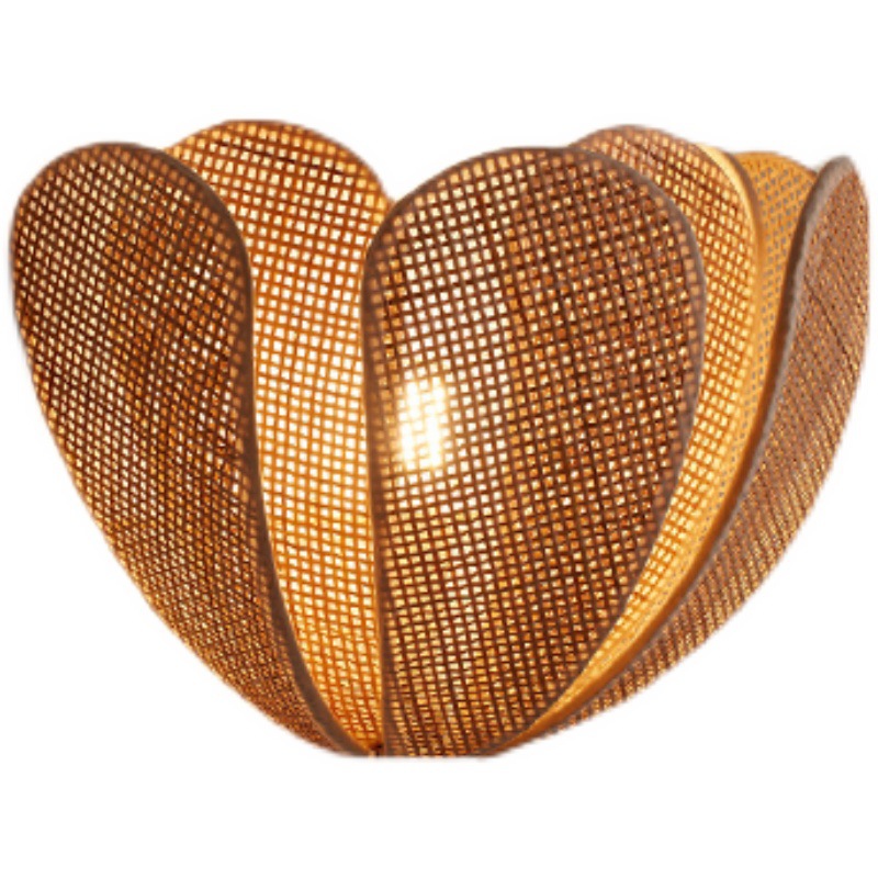 Handmade Woven Rattan Wall Sconce for Living Room, Bedroom, Hallway, Hotel