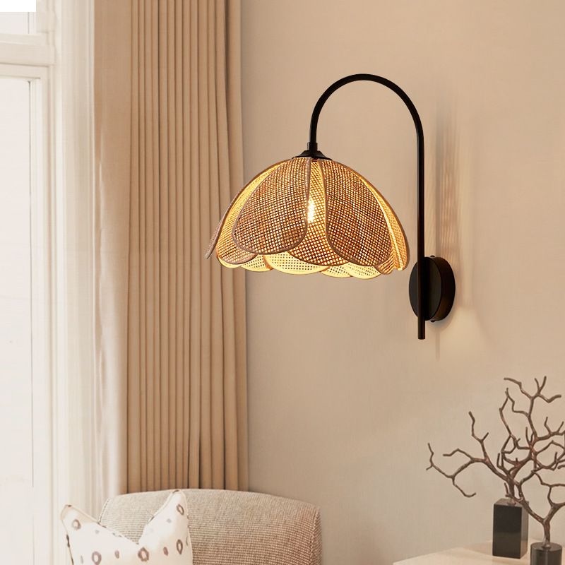 Rattan wall lamp