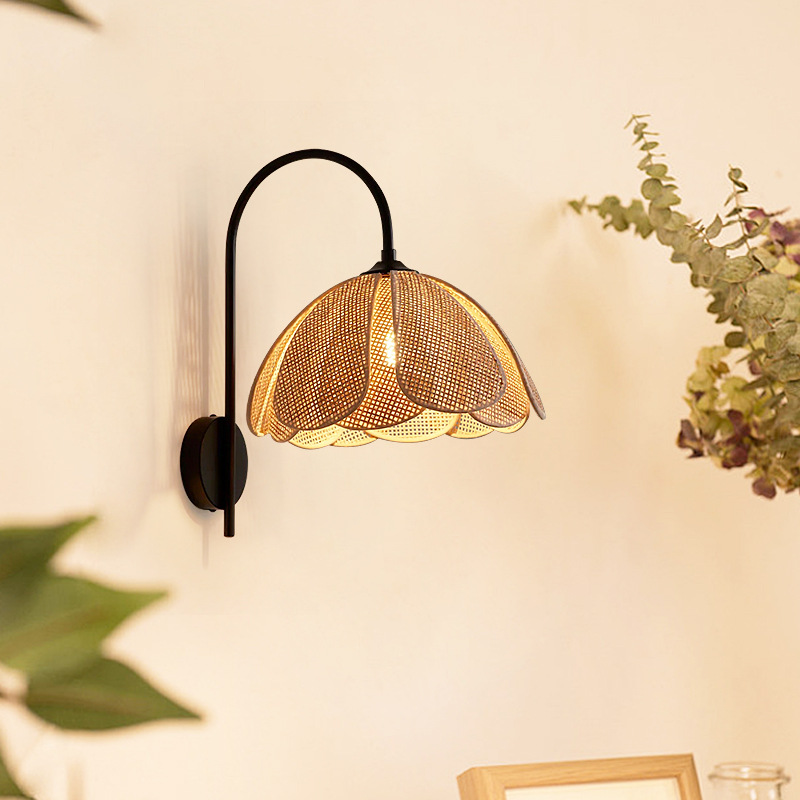 Rattan wall lamp