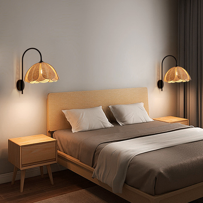 Rattan wall lamp