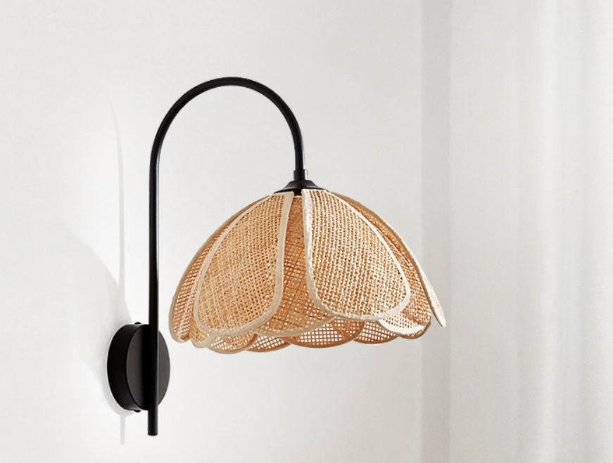 Rattan wall lamp