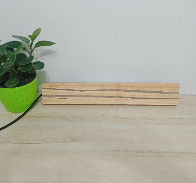 Modern Natural Wood Wall Lamp with Embedded LED Strip – Minimalist Long Bar Design for Living Room, Hallway, Bedroom