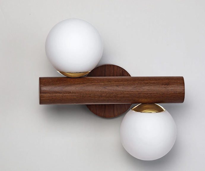 Modern Solid Wood Double-Head Wall Lamp – Nordic Minimalist Decorative Light for Bedroom, Living Room, Hallway