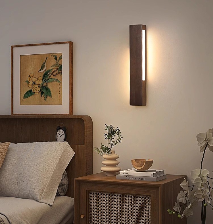 Handmade Solid Wood Wall Lamp - Minimalist Wooden Sconce