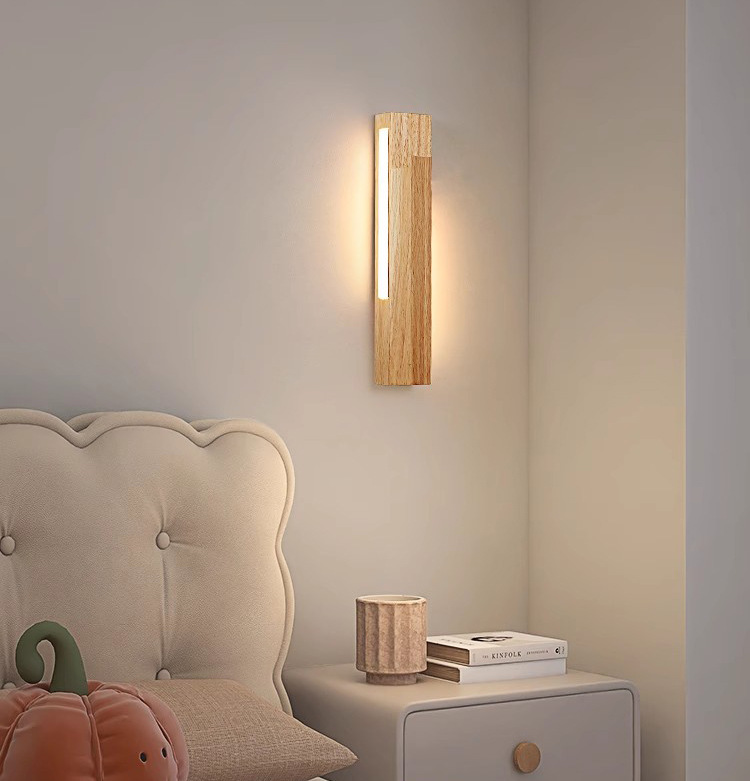 Handmade Solid Wood Wall Lamp - Minimalist Wooden Sconce