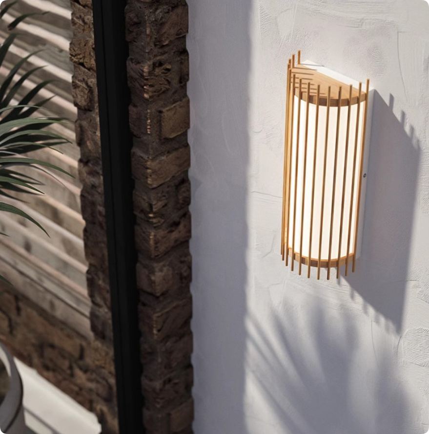 Modern Bamboo Wall Lamp – Handwoven Wood Sconce Light Fixture for Ambient Lighting