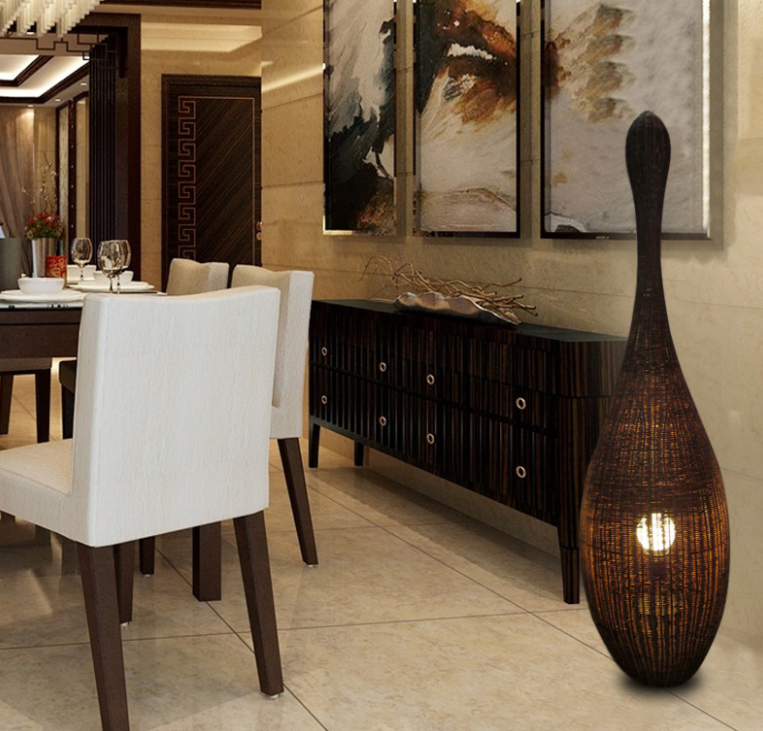 Rattan Floor Lamp – Tall Handwoven Decorative Standing Light