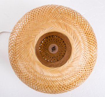 Boho Rattan Floor Lamp - Bamboo Tripod Wicker Standing Lamp for Rustic, Coastal & Modern Interiors
