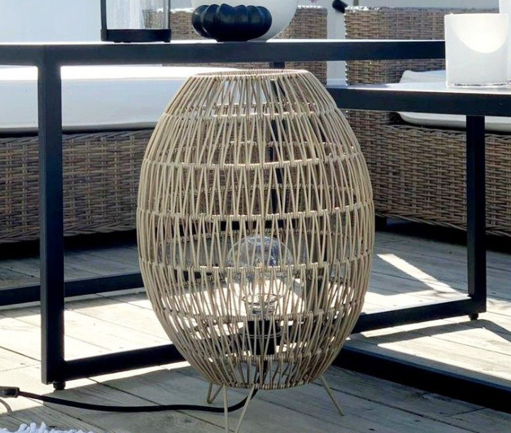 Boho Rattan Floor Lamp - Handmade Woven Bamboo Standing Light Fixture
