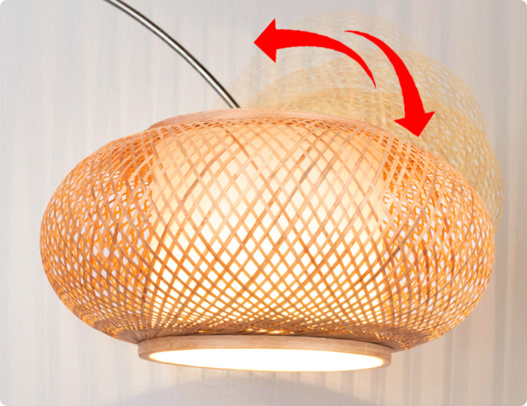 Modern Bamboo Shade Arc Floor Lamp with Marble Base – Minimalist Standing Lamp for Living Room & Bedroom