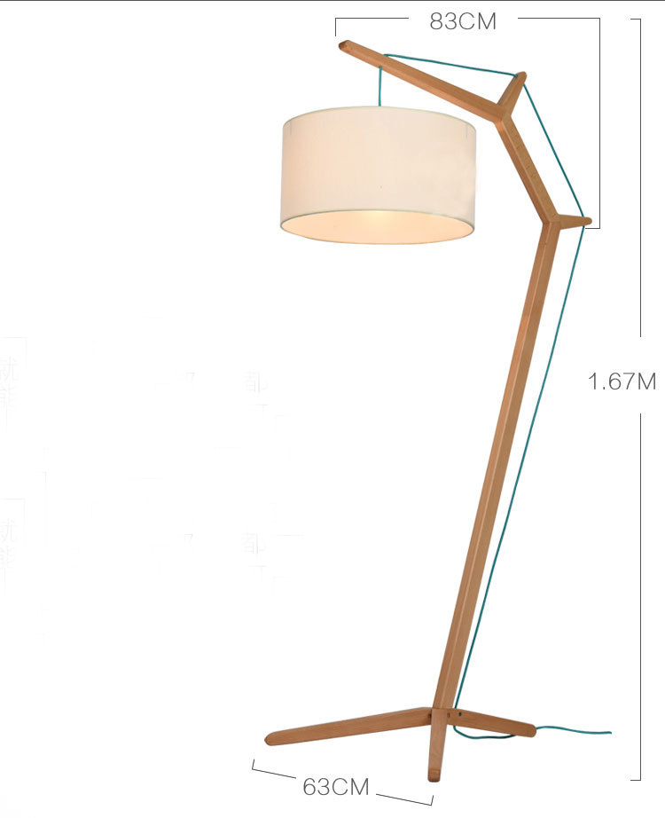 Modern Solid Wood Floor Lamp with Fabric Shade – Stylish Standing Lamp for Home, Hotel & Commercial Spaces