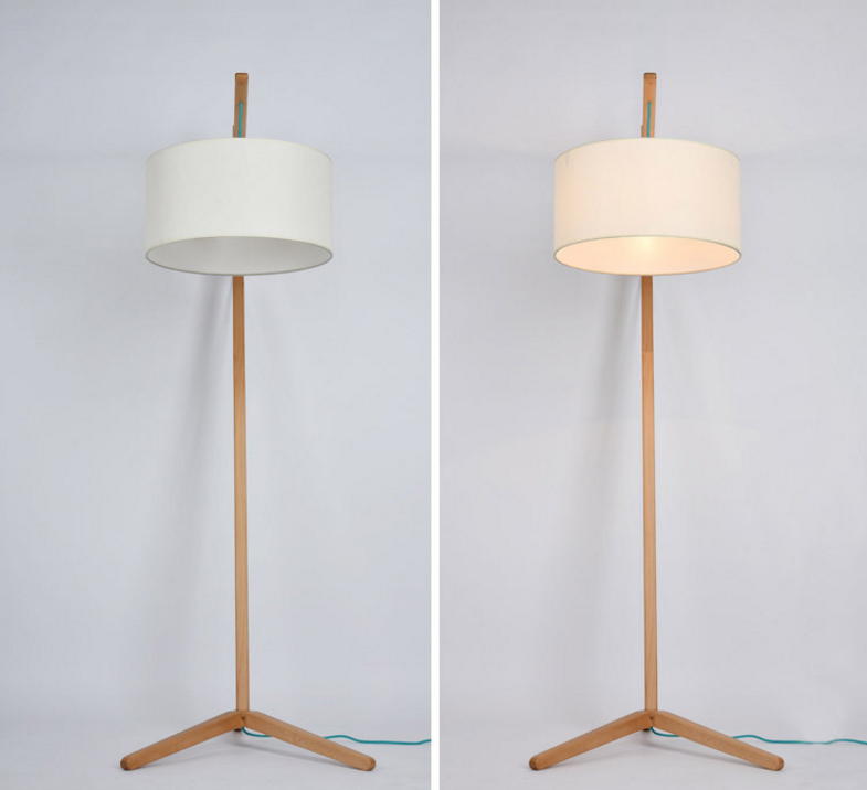 Modern Solid Wood Floor Lamp with Fabric Shade – Stylish Standing Lamp for Home, Hotel & Commercial Spaces