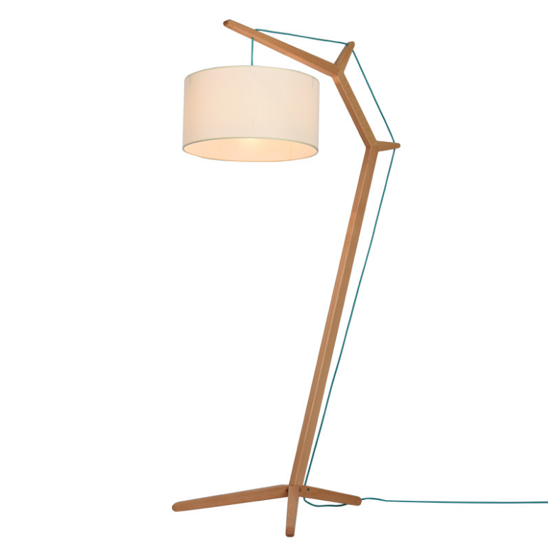 Modern Solid Wood Floor Lamp with Fabric Shade – Stylish Standing Lamp for Home, Hotel & Commercial Spaces