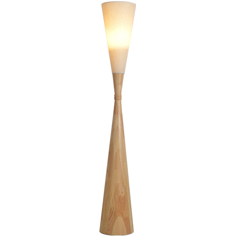 Solid Wood Floor Lamp with Tapered Shade – Minimalist Nordic Standing Light