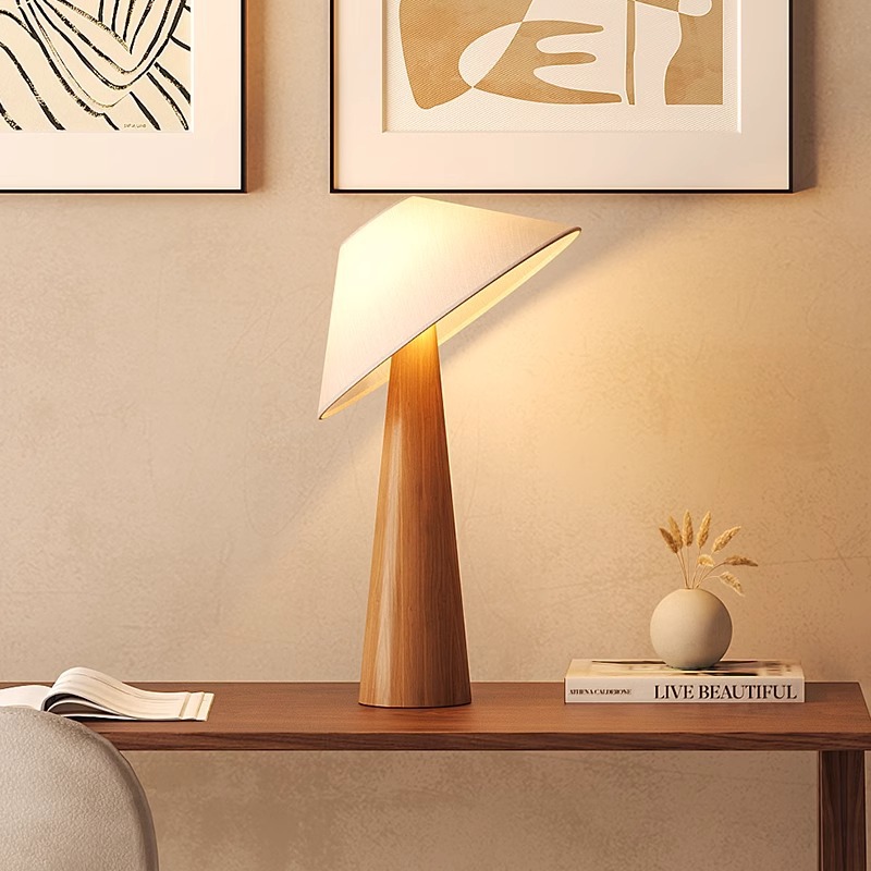 Nordic Solid Wood Fabric Table Lamp - Natural Style Decorative Light