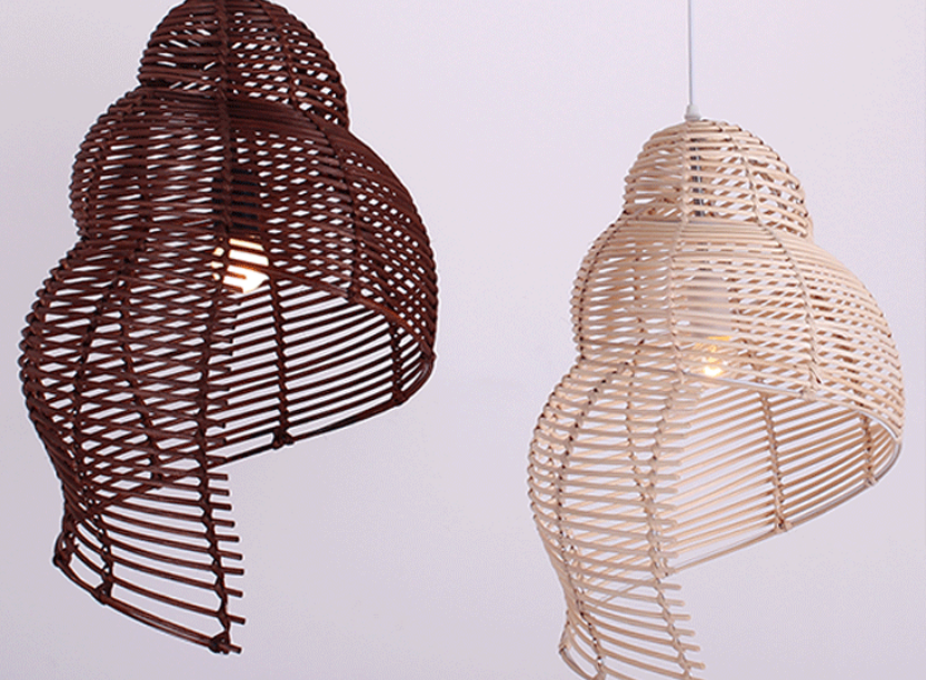 Handmade Rattan Pendant Light – Leaf Shaped Natural Woven Hanging Lamp for Dining Room & Café