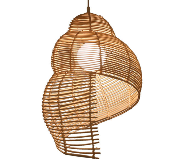 Handmade Rattan Pendant Light – Leaf Shaped Natural Woven Hanging Lamp for Dining Room & Café