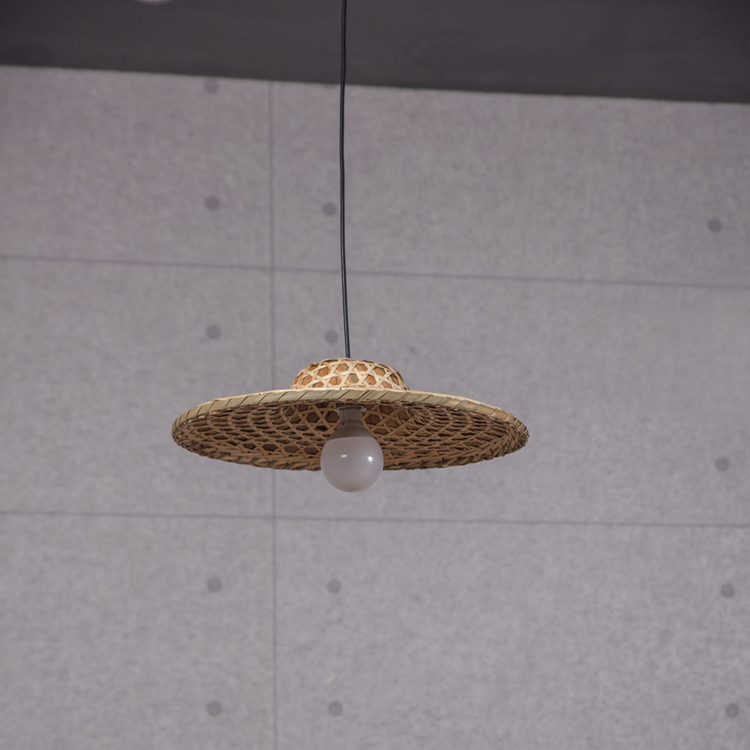 Flat Rattan Pendant Light – Handwoven Natural Bamboo Ceiling Lamp for Dining Room, Kitchen, or Café