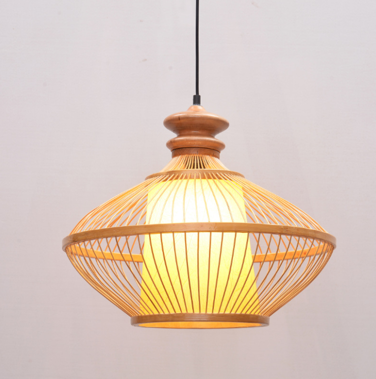Natural Bamboo Rattan Woven Pendant Light – Handcrafted Hanging Lamp for Dining Room, Restaurant, or Boutique Spaces