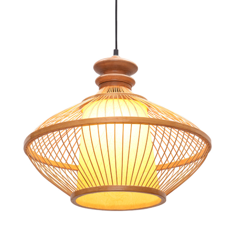 Natural Bamboo Rattan Woven Pendant Light – Handcrafted Hanging Lamp for Dining Room, Restaurant, or Boutique Spaces