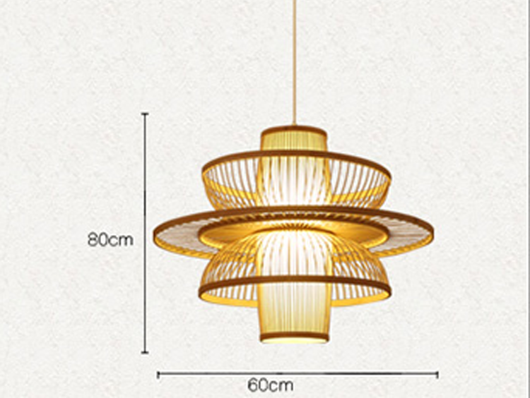 Modern Japanese Style Bamboo Pendant Light – Handwoven Natural Lampshade for Living Room, Dining Room, Bedroom