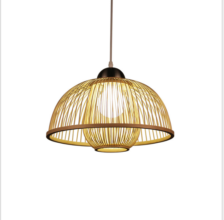 Modern Minimalist Woven Rattan Pendant Light - Creative Bamboo Round Lampshade for Dining & Bedroom Decor