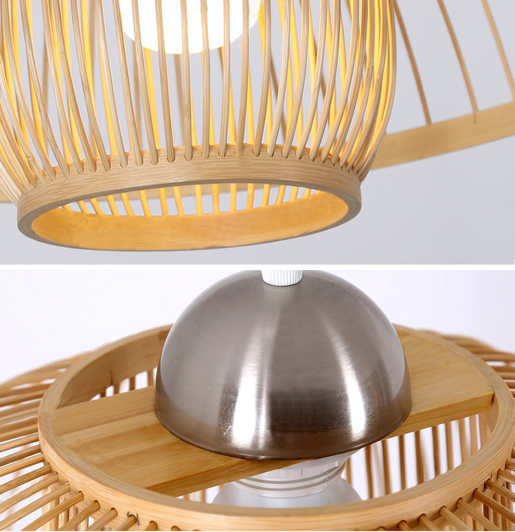 Modern Minimalist Woven Rattan Pendant Light - Creative Bamboo Round Lampshade for Dining & Bedroom Decor