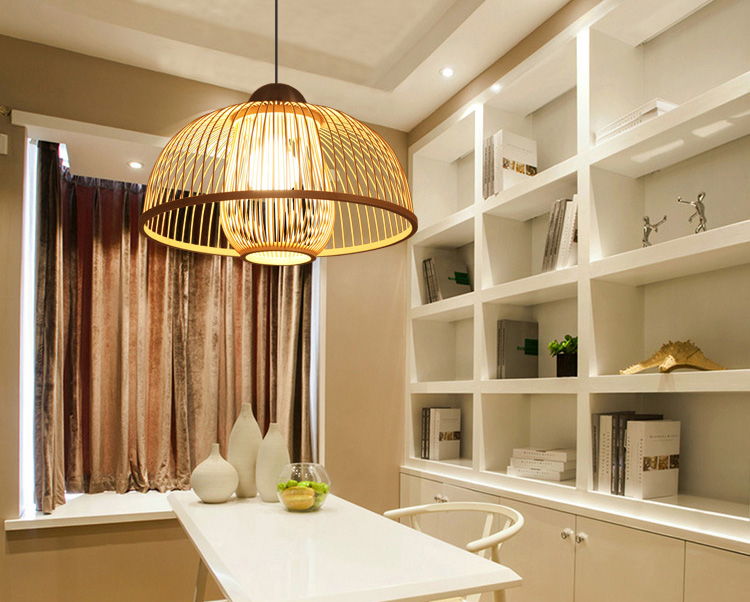 Modern Minimalist Woven Rattan Pendant Light - Creative Bamboo Round Lampshade for Dining & Bedroom Decor