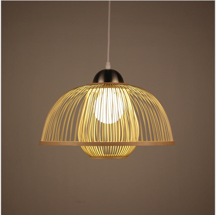 Modern Minimalist Woven Rattan Pendant Light - Creative Bamboo Round Lampshade for Dining & Bedroom Decor
