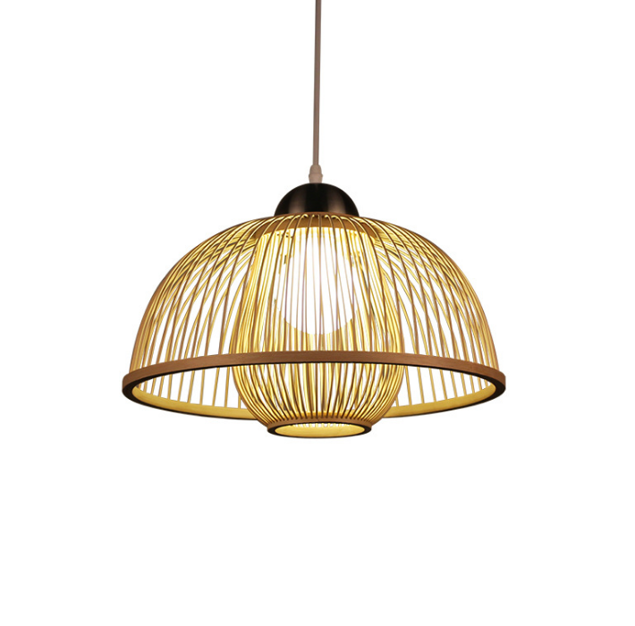 Modern Minimalist Woven Rattan Pendant Light - Creative Bamboo Round Lampshade for Dining & Bedroom Decor