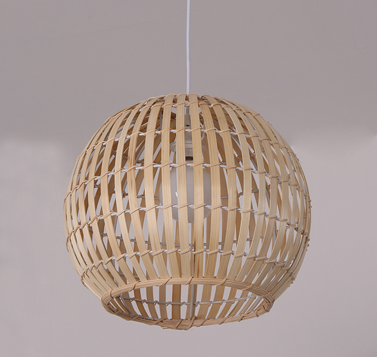 Vintage Bamboo Woven Globe Pendant Light – Handcrafted Natural Rattan Ceiling Lamp