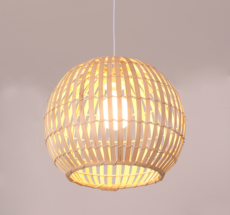 Vintage Bamboo Woven Globe Pendant Light – Handcrafted Natural Rattan Ceiling Lamp