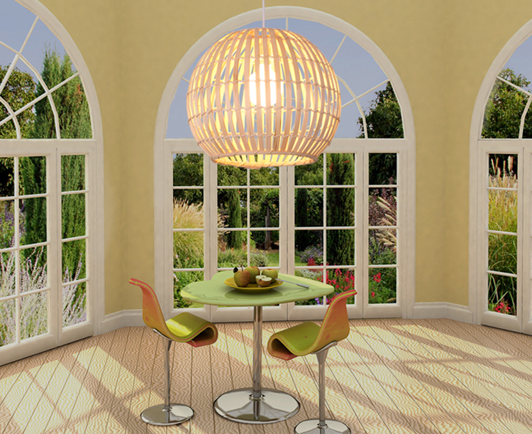 Modern Japanese Style Bamboo Pendant Light – Handwoven Natural Lampshade for Living Room, Dining Room, Bedroom