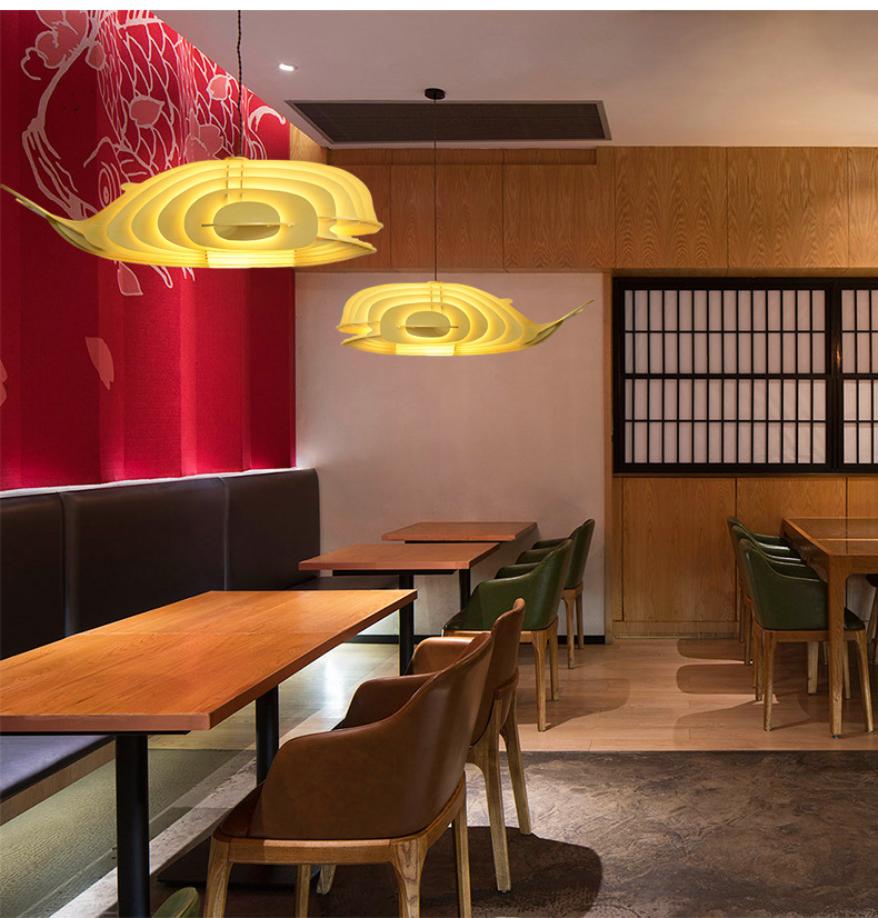 Modern Whale Shape Woven Wooden Pendant Light - Artistic Nordic Design