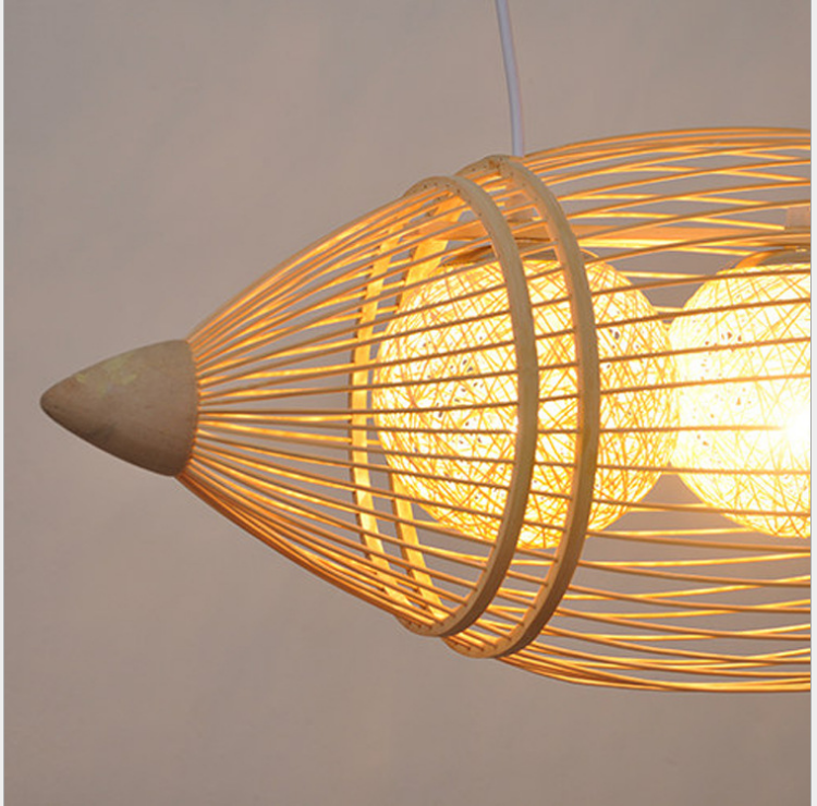 Creative Fish-Shaped Rattan Pendant Light – Handwoven Hanging Lamp for Restaurants, Cafés, and Artistic Spaces