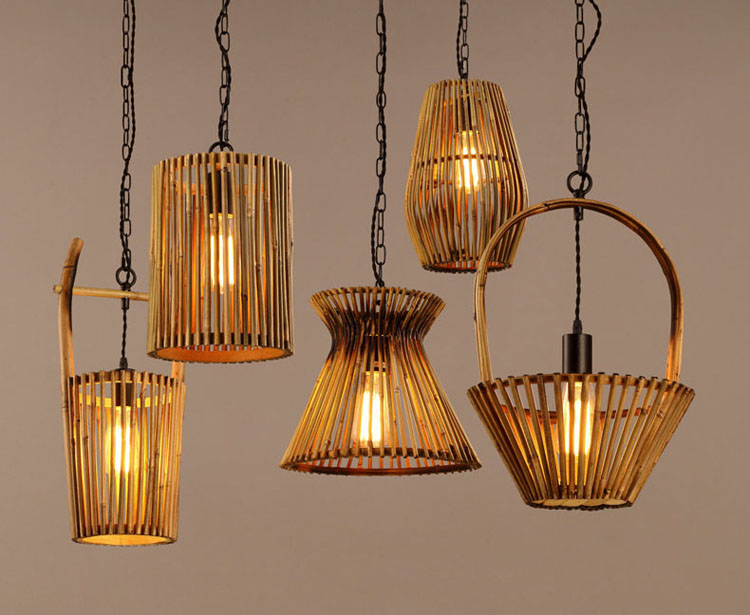 Cylinder Bamboo Woven Pendant Light for Restaurants and Hotels