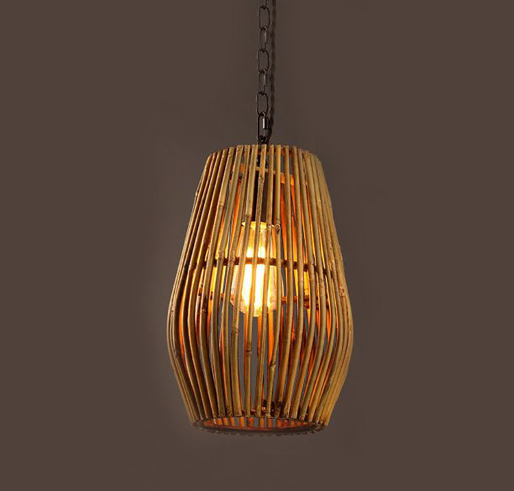 Natural Bamboo Cone Pendant Light for Dining & Café