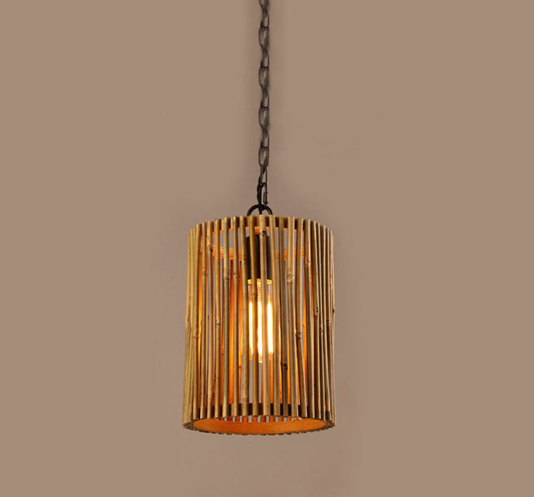 Cylinder Bamboo Woven Pendant Light for Restaurants and Hotels