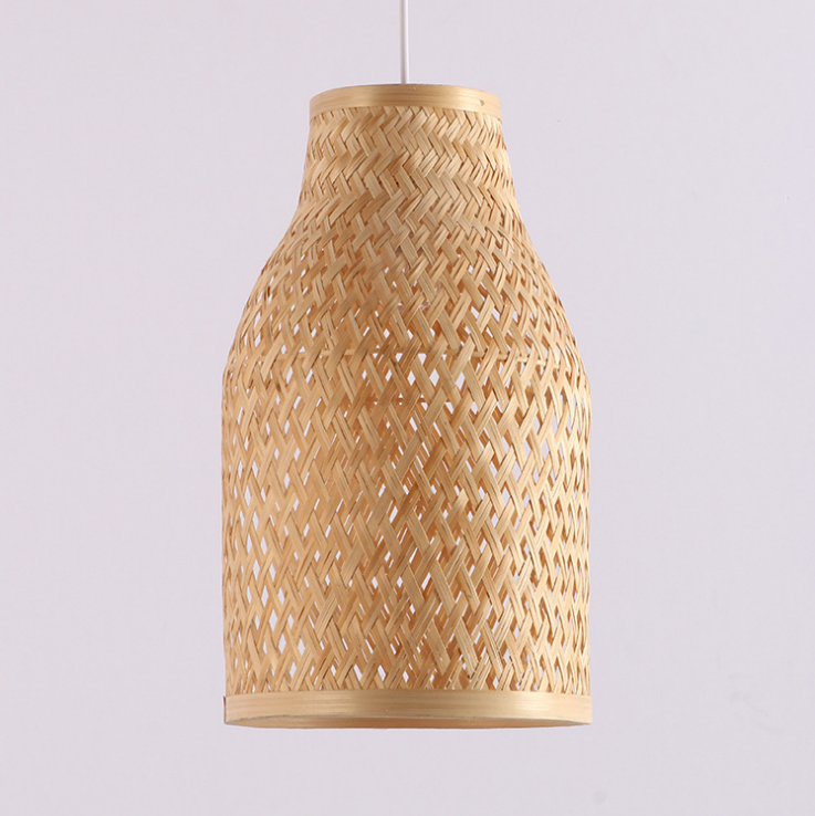 Minimalist Woven Rattan Cylinder Pendant Light – Handmade Natural Bamboo Lamp