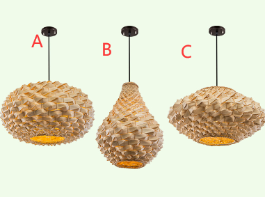 Modern Geometric Bamboo Pendant Light – Handcrafted Woven Ceiling Lamp