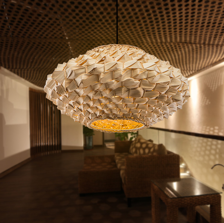 Handwoven Rattan Pendant Light – Natural Boho Ceiling Lamp