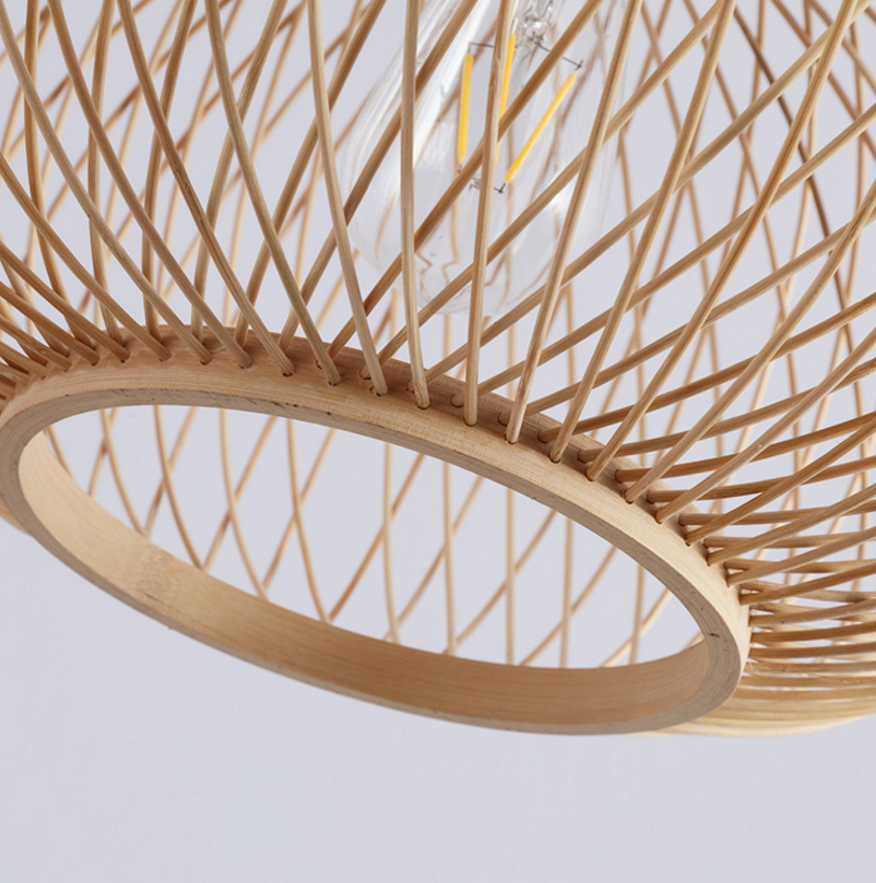 Handwoven Rattan Pendant Light - Natural Modern Boho Ceiling Lamp